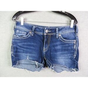Silver Jeans Womens Shorts 28 Blue‎ Denim Cut Off Raw Hem Casual Western Rodeo